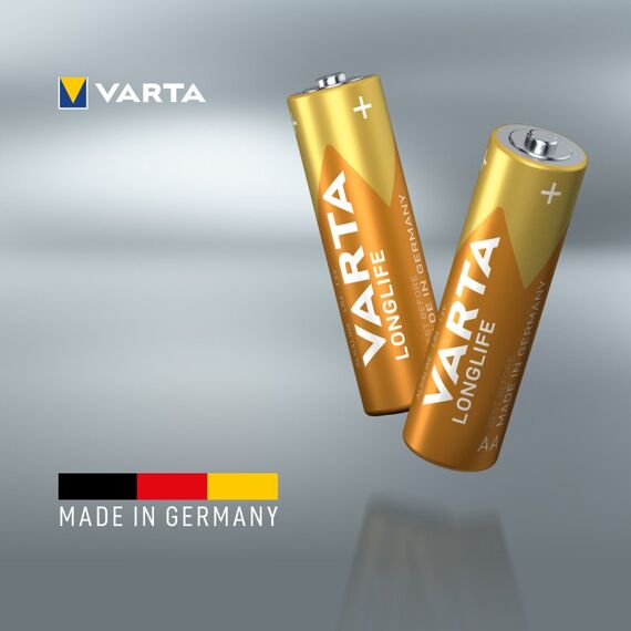 Varta Batterien AA, 10 Stück, Longlife, Alkaline, 1,5V, ideal für Fernbedienungen, Wecker, Radios, Wanduhren, Verpackung zu 90% recycelt, Made in Germany, 9 image