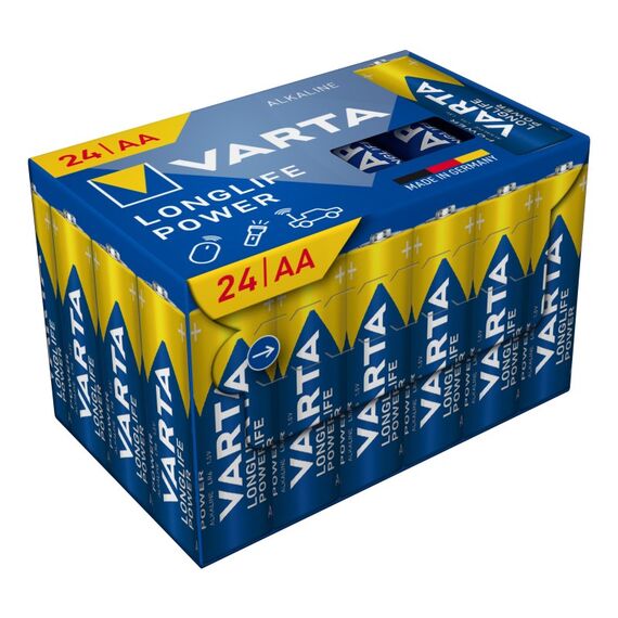 Varta Batterien AA, 24 Stück, Longlife Power, Alkaline, 1,5V, Cube, ideal für Spielzeug, Funkmaus, Taschenlampen, Verpackung zu 90% recycelt, Made in Germany, 2 image