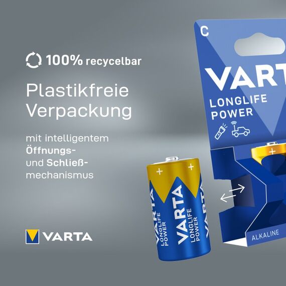Varta LONGLIFE Power, Alkaline Batterie, C, Baby, LR14, 2er Pack, Made in Germany, 5 image
