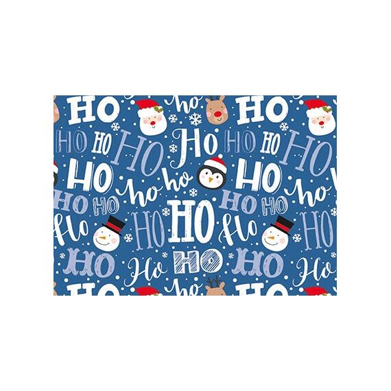 Braun + Company Santa & Friends, blue Geschenkpapier 2mx70cm