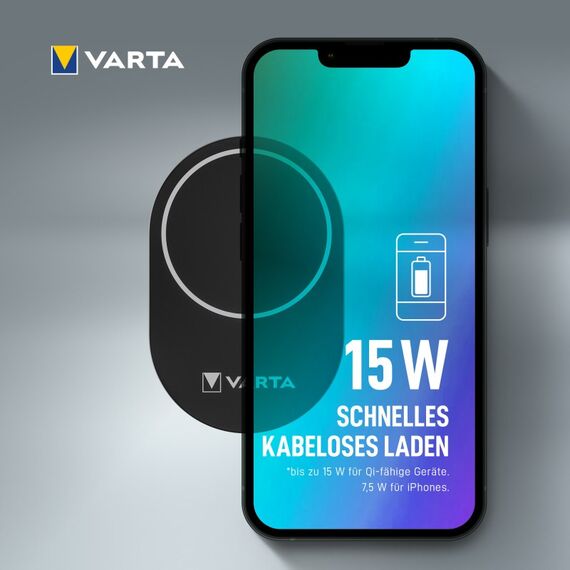 Varta Ladegerät & Handyhalterung Auto, Mag Pro Wireless Car Charger 15 W, Magnet Smartphone-Halterung mit Ladefunktion, MagSafe-kompatibel, Qi-kompatibel, Autohalterung inkl. USB-Typ-C-Kabel, schwarz, 13 image