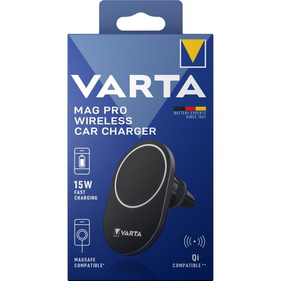 Varta Ladegerät & Handyhalterung Auto, Mag Pro Wireless Car Charger 15 W, Magnet Smartphone-Halterung mit Ladefunktion, MagSafe-kompatibel, Qi-kompatibel, Autohalterung inkl. USB-Typ-C-Kabel, schwarz, 4 image