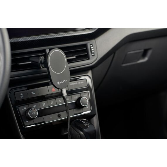 Varta Ladegerät & Handyhalterung Auto, Mag Pro Wireless Car Charger 15 W, Magnet Smartphone-Halterung mit Ladefunktion, MagSafe-kompatibel, Qi-kompatibel, Autohalterung inkl. USB-Typ-C-Kabel, schwarz, 8 image