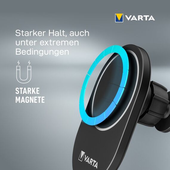 Varta Ladegerät & Handyhalterung Auto, Mag Pro Wireless Car Charger 15 W, Magnet Smartphone-Halterung mit Ladefunktion, MagSafe-kompatibel, Qi-kompatibel, Autohalterung inkl. USB-Typ-C-Kabel, schwarz, 9 image