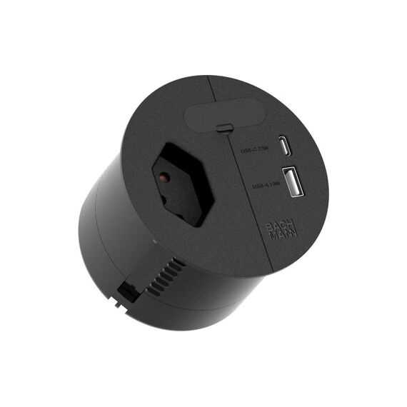 Bachmann Steckdose Loop in Charge A/C 22W, 2m - Schwarz