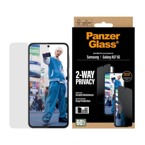 PanzerGlass ® 2-Way Privacy Displayschutz Samsung Galaxy A57 5G | Ultra-Wide Fit m. EasyAligner, 2 image