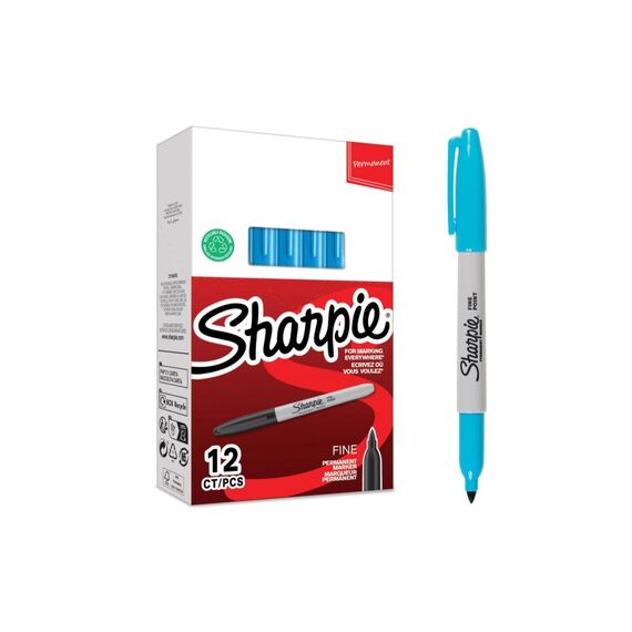 Sharpie Permanent Marker Rundspitze hellblau, 12er Schachtel