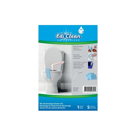 Edi Clean WC-Randreiniger Profi Starterkit 1 Handgriff PP weiss, 5 Ersatzpads