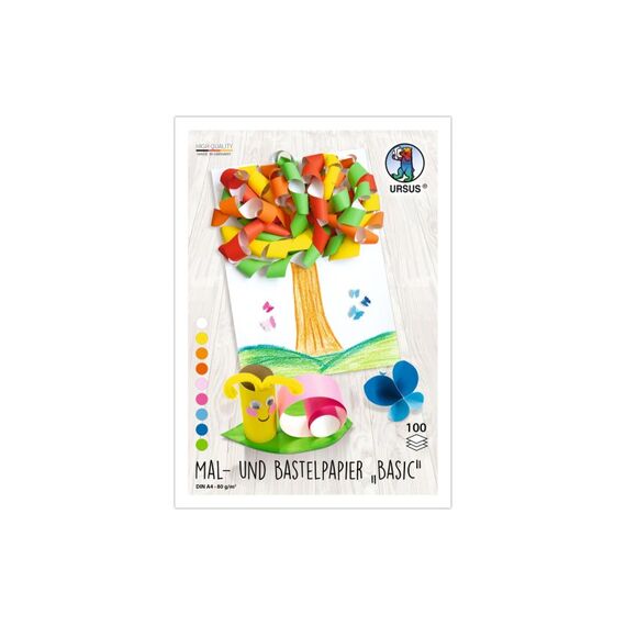 URSUS Mal- und Bastelpapier A4 80 g/m2 9 Farben sortiert