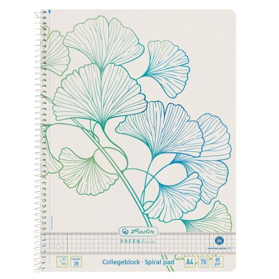 Herlitz GREENline Notizbuch A4 70 Blätter Weiß