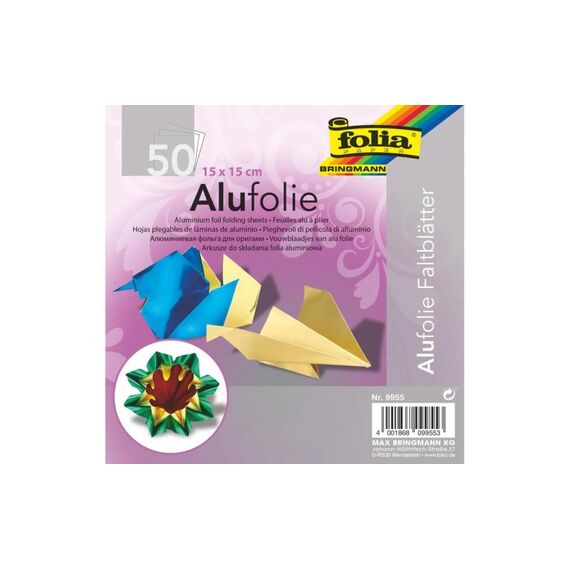 Folia Alu-Faltblätter 15 x 15 cm 90 g/m2 Farbig sortiert
