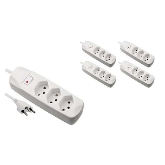 Furber. F.power Steckdosenleiste 3xT13 KIT5 230V, H05VV-F 3G1.00, MS, weiss (5/25)