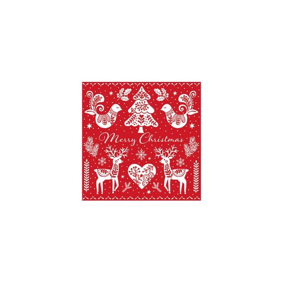 Braun + Company B+C Weihnachtsservietten Follklore Grösse 33x33cm, 20 Stück, 3-lagig