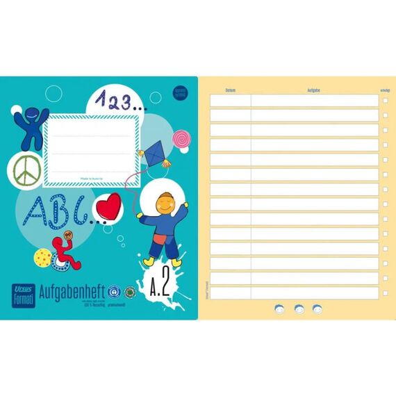 Formati Aufgabenheft A.2 mit Wochenplan, 20 Blatt, quart, recycling