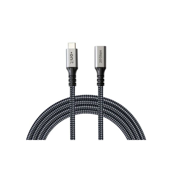 onit USB-Extension-Kabel 1.5m USB3.2 / 240W / 20G /4K@60Hz / schwarz grau
