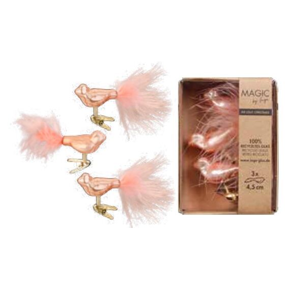 Inge‘s Christmas Decor 16404P044 Christbaumschmuck Spezifisches Weihnachtsornament Glas Pink 3 Stück(e)