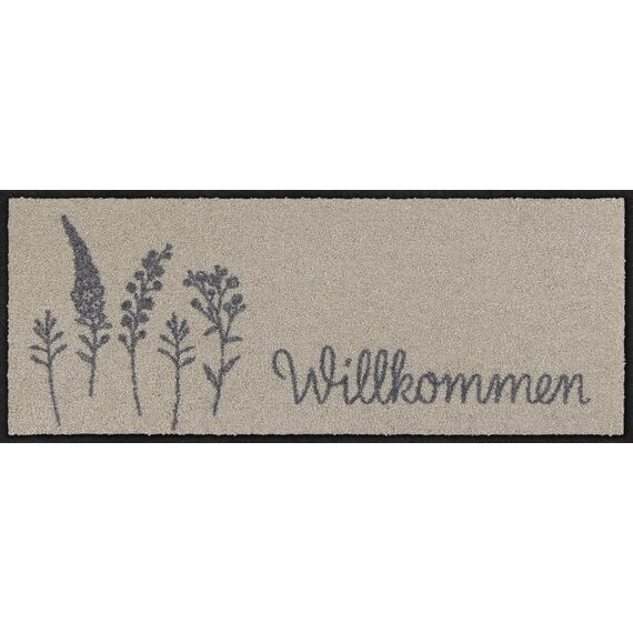 Salonloewe HH Salonlöwe Wilkommen Wiese Dekorative Fußmatte Drinnen/Draußen Rechteckig Beige, Grau