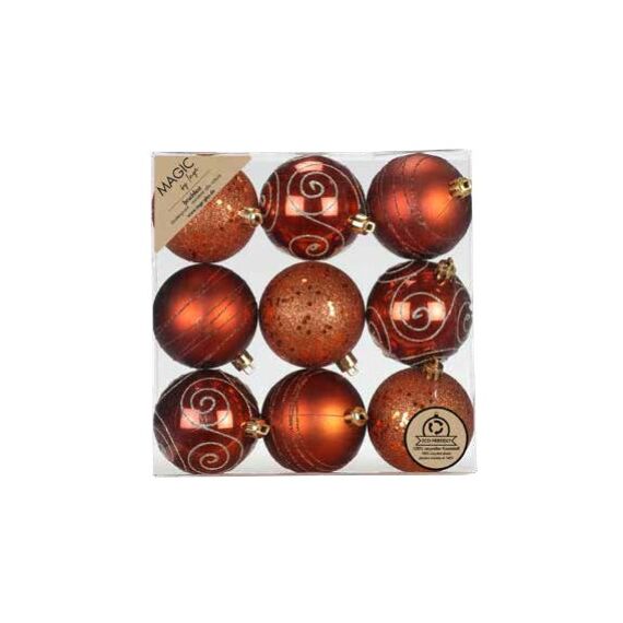 Inge‘s Christmas Decor 81074 G046 Kugel-Weihnachtsschmuck Kunststoff Orange 9 Stück(e)