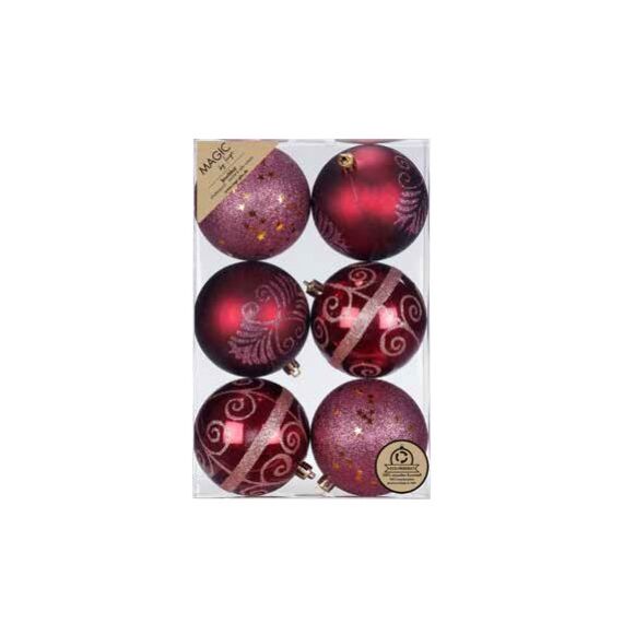 Inge‘s Christmas Decor 81075 G051 Kugel-Weihnachtsschmuck Kunststoff Rot 6 Stück(e)