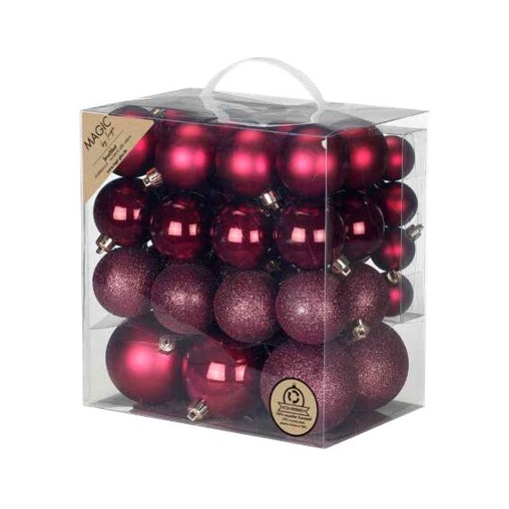 Inge‘s Christmas Decor 81254 G051 Kugel-Weihnachtsschmuck Kunststoff Rot 54 Stück(e)