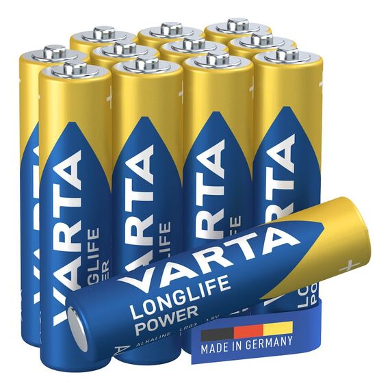 Varta Batterien AAA, 12 Stück, Longlife Power, Alkaline, 1,5V, Cube, ideal für Spielzeug, Funkmaus, Taschenlampen, Verpackung zu 90% recycelt, Made in Germany, 2 image