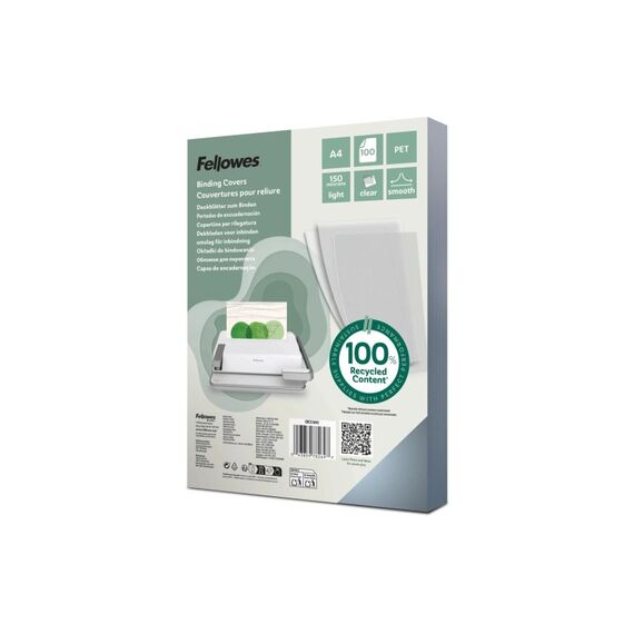 Fellowes Deckblatt Transparent,150 Micron 100 Stk., A4, recylkeltem PET