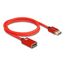 DeLOCK DisplayPort Verlängerungskabel 8K 60 Hz 1 m rot Metall ohne Einrastfunktion, Farbe: Rot, Länge: 1 m
