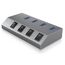 ICY BOX IB-HUB1405, 4 Port USB 3.2 Gen 1 Type-A Hub, Aluminium Gehäuse, mit 4x USB Type-A Anschlüssen, An-/Ausschalter für jeden Port, mit Netzteil, 3 image