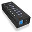 ICY BOX IB-AC618, 7 Port USB 3.2 Gen 1 Hub mit 1x Tablettladeport, Vollmetall, mit 12V 3A Netzteil, schwarz