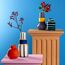LEONARDO 026376 Vase Vase mit runder Form Keramik, Holz Schwarz, Blau, Rot, Holz, Gelb, 6 image