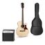 MAX Music ShowKit Akustik-E-Gitarre Dreadnought 6 Saiten Holz, Farbe: Holz
