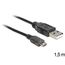 DeLOCK USB 2.0-A - USB micro-B, 1.5m USB Kabel 1,5 m USB A Micro-USB B 0,48 Gbit/s Schwarz