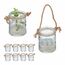 Relaxdays 4052025458171 Kerzenständer Glas, Hemp fibre Braun, Transparent