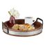 Relaxdays 4052025474119 Serviertablett Klassisches Serviertablett Rund Schwarz, Braun, Silber