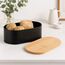 Relaxdays mit Schneidebrett Brotkasten Oval Schwarz, Natürlich/Natur Bambus, Metall, 2 image