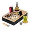 Relaxdays 10049883_46 Bett-Serviertablett Rechteck Schwarz, Edelstahl, Holz, Farbe: Schwarz, Edelstahl, Holz