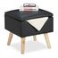 Relaxdays Sitzhocker mit Stauraum Kunstleder, Farbe: Schwarz, Holz