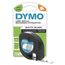 DYMO Original LetraTag Etikettenband| schwarz auf weiß | 12 mm x 4 m | selbstklebendes Kunststoff Schriftband | für LetraTag-Beschriftungsgerät