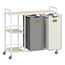 Vasagle BLH311G01 Wäschekorb 100 l Oxford, Partikelbord, Stahl Beige, Cremefarben, Grau
