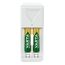 Varta Akku Ladegerät, inkl. 2X AA 2100mAh, Batterieladegerät für wiederaufladbare Batterien, lädt 2 AA/AAA gleichzeitig, Mini Charger, weiß