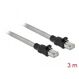 DeLOCK RJ45 Kabel Cat.6A U/FTP mit Metallmantel 3 m, Farbe: Edelstahl, Länge: 3 m