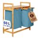 Lumaland 08445 Wäschekorb 60 l Rechteckig Bambus, Baumwolle, Polyester, Holz Bambus, Blau, Farbe: Bambus, Blau
