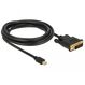 DeLOCK 83990 Videokabel-Adapter 3 m Mini DisplayPort DVI-D Schwarz, Farbe: Schwarz, Länge: 3 m