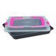 Relaxdays 4052025880002 Backofenrost & Backblech Backofen Rechteckig Karbonstahl, Kunststoff, Farbe: Schwarz, Transparent, Pink