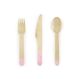 PartyDeco SDR1-081J Einweg-Geschirr-Set 6 Person(en) 18 Stück(e), Farbe: Pink, Holz